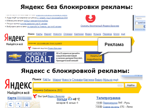 Удаление рекламы на сайтах