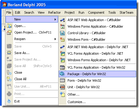 Установка компонентов в Delphi 2005