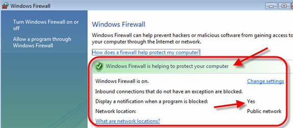 Проверка брандмауэра Windows