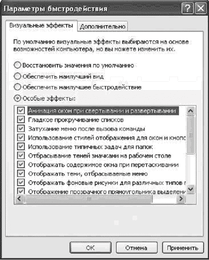 быстродействие Windows